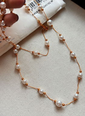 赵露思同款长款满天星珍珠毛衣项链女高级感轻奢双层多层叠戴颈链