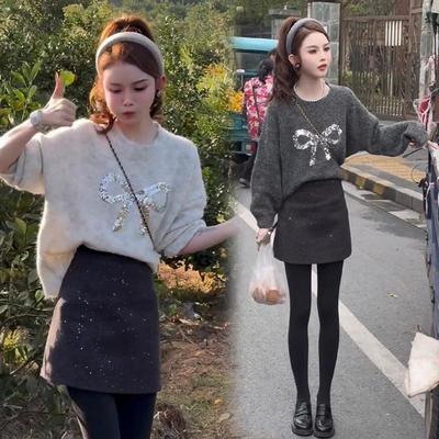 入冬深秋一整套装毛衣搭配半身裙