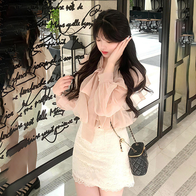春季纯欲温柔韩版衬衫裙套装