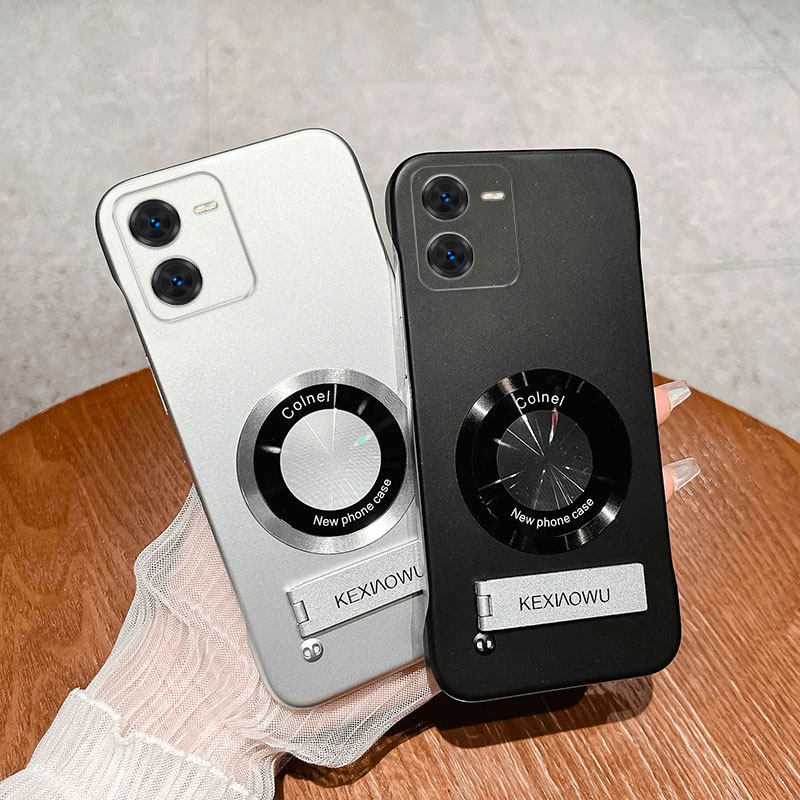 适用vivoiqooz8手机壳金属漆无边框磁吸折叠支架保护套iqoo Z8X