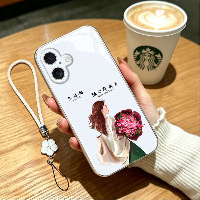 生活嘛适用苹果17手机壳iPhone17闪粉IP17水凝玻璃壳防摔保护套带手链高级感小众全包