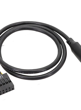 主板USB 9针转type-c线 type-c直头数据线 黑色双屏蔽线