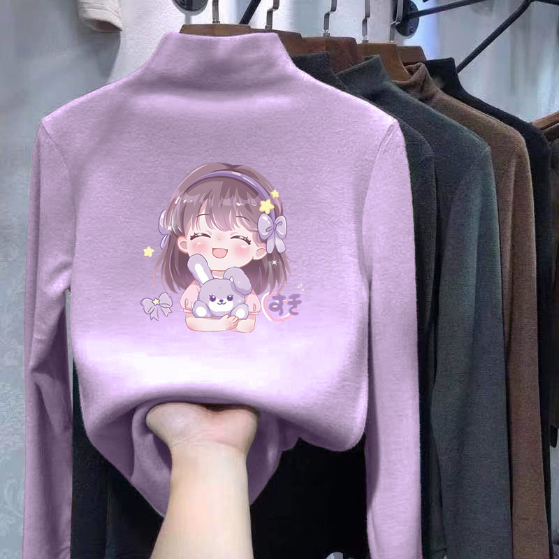 Y2541#儿童半高领打底衫秋衣冬季加绒内搭长袖T恤女大童德绒保暖T