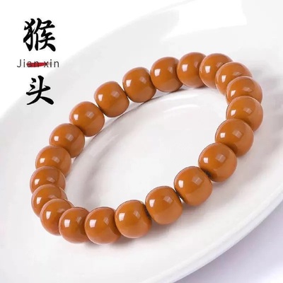 高端野生正圆老型猴头手串男核桃雕刻京八棱直切光珠文玩盘玩佛珠