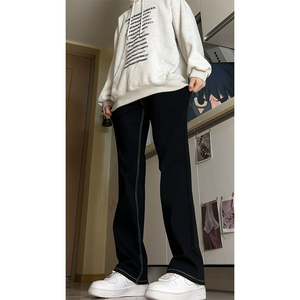 A417A NK3112  P45 春季男士白色织带牛仔裤微喇休闲长裤图片