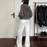 A417ANK6294-2春季白色微喇修身牛仔裤男女百搭款休闲长裤p45，女装牛仔裤，电商A417A