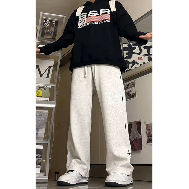 A417ACK19P35男士休闲宽松直筒加绒加厚卫裤,男装休闲裤,电商A417A