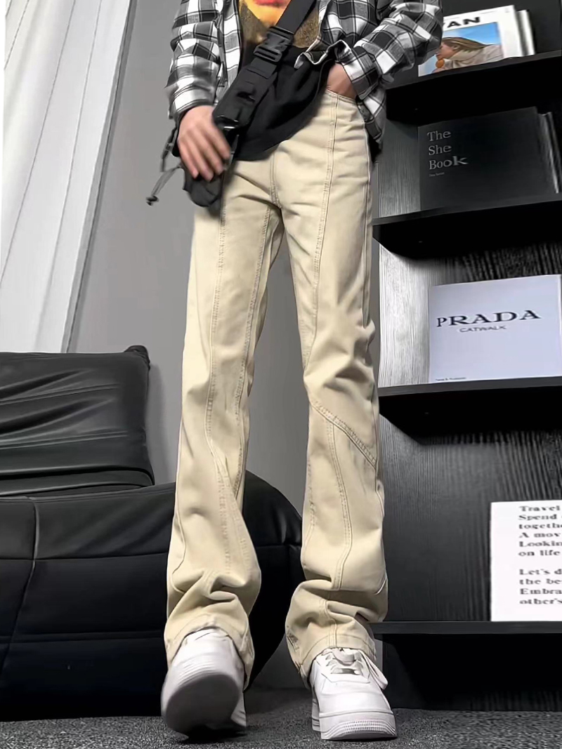 A417ANK357P55春季新款男士高街时尚拼接设计感牛仔裤百搭裤子，男装牛仔裤，电商A417A