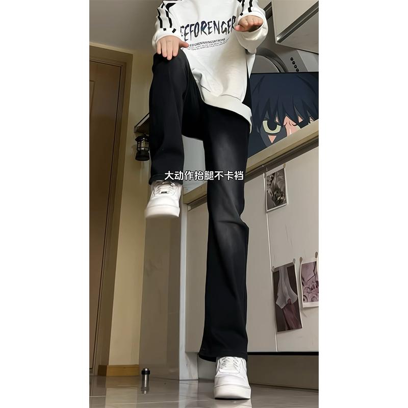 A417ANK3001p45秋季新款黑色摩白仔裤男百搭高街设计感微喇裤,男装牛仔裤,电商A417A