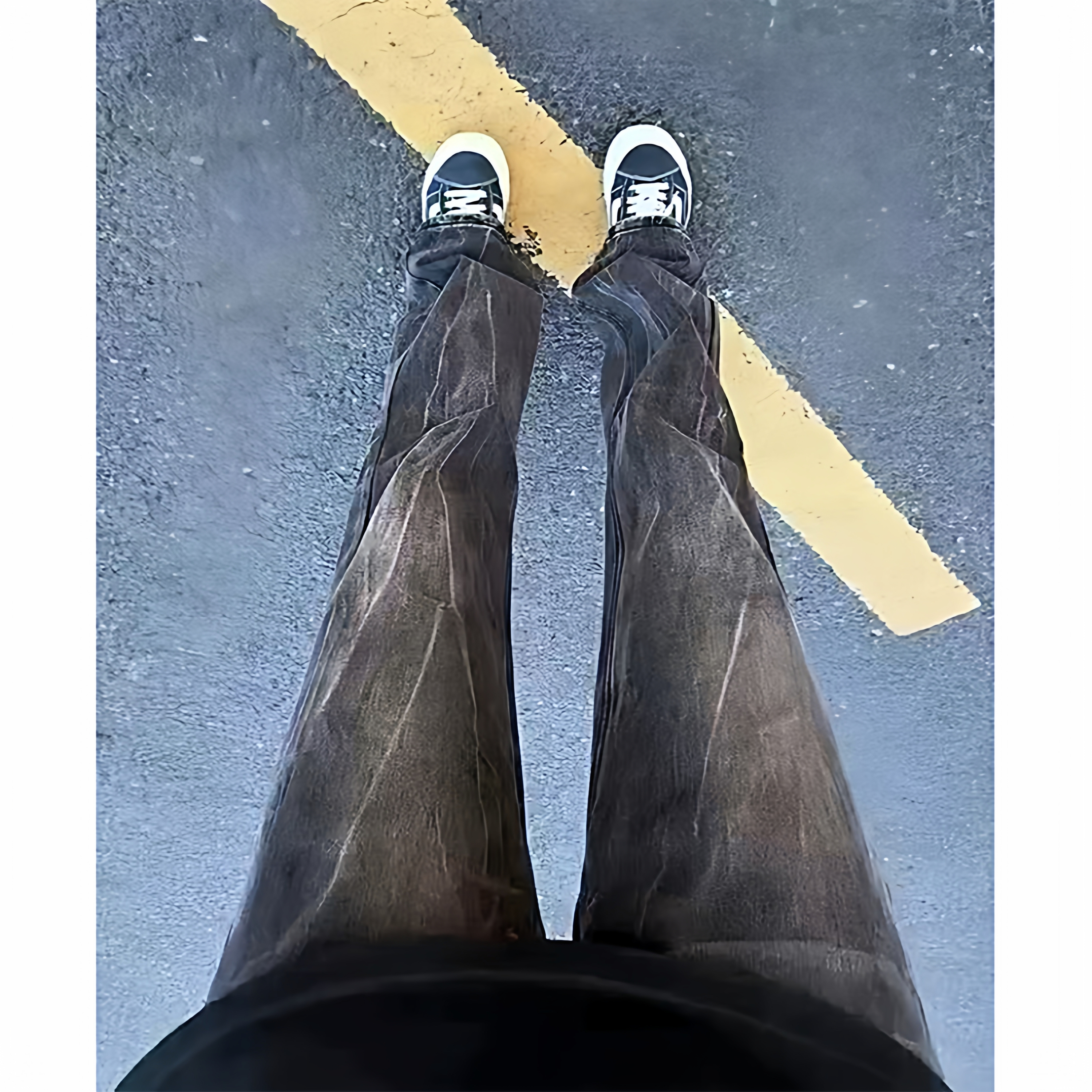 A417ANK901P45男士冬季闪电纹牛仔裤个性微喇休闲长裤，男装牛仔裤，电商A417A