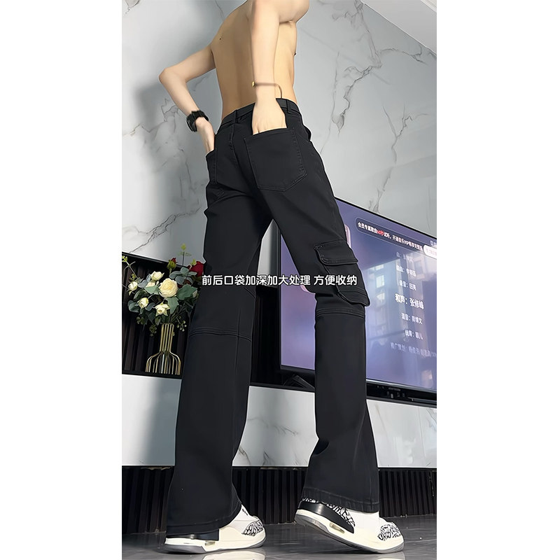 A417ANK8006P45春季新款工装迷彩休闲裤百搭微喇裤子,男装牛仔裤,电商A417A