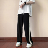 B339BK83夏季冰丝长裤男织带休闲小西裤开衩设计裤子P45控68，男装西裤，电商A417A