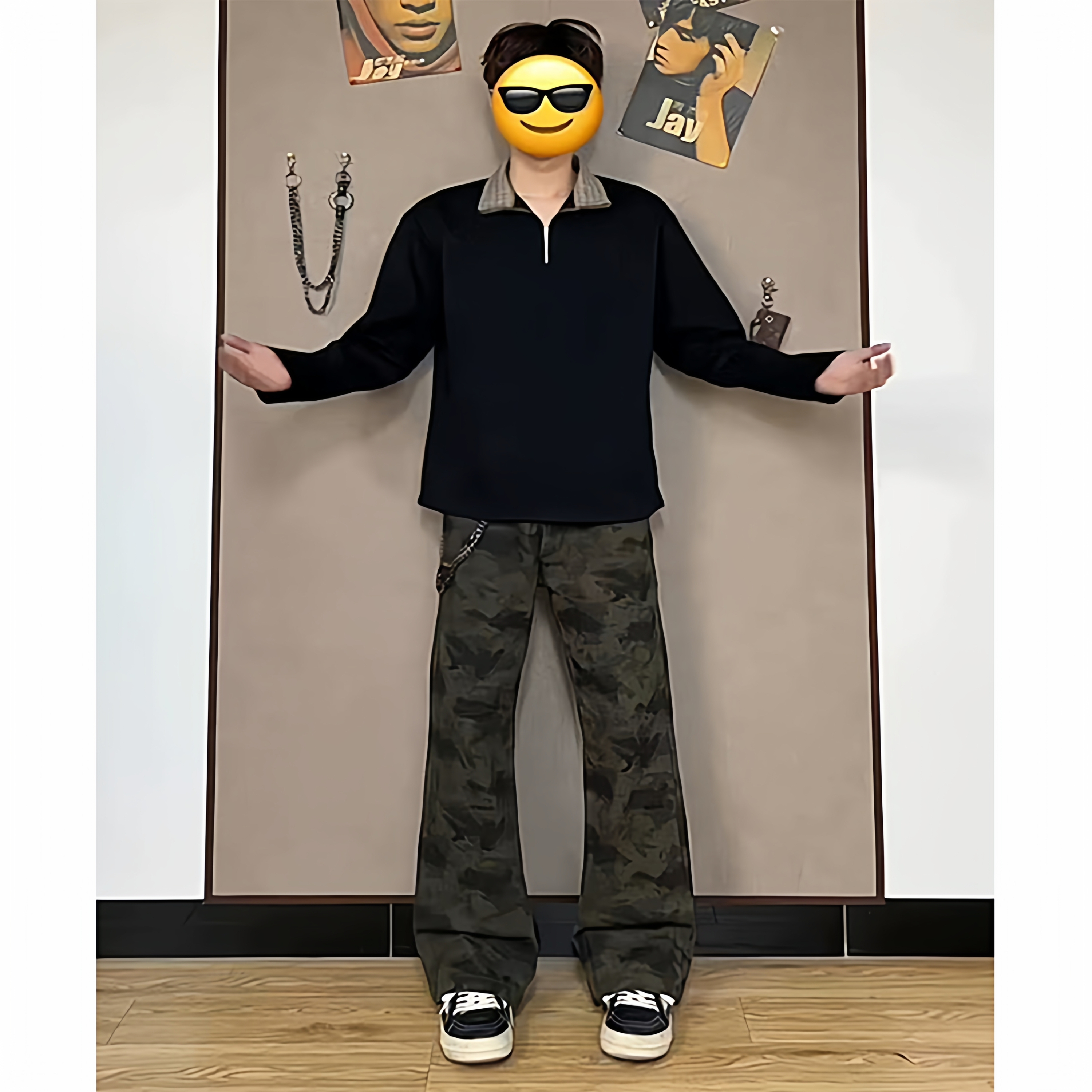 A417ANK1083P40男士迷彩宽松裤子休闲长裤秋冬季阔腿裤子，男装休闲裤，电商A417A
