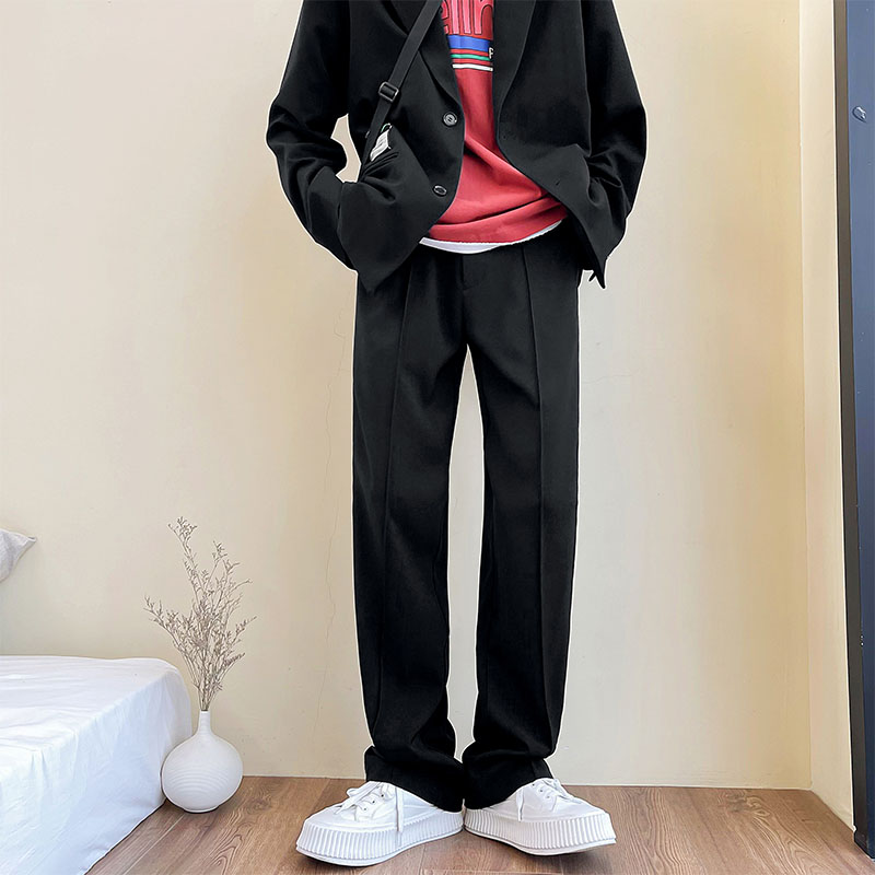 B339BK77男士宽松休闲小西裤拉链设计百搭直筒裤高级感p50控68,男装西裤,电商A417A