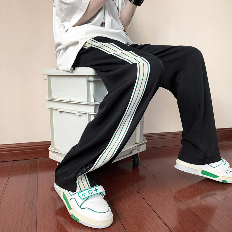 B339  BK83夏季冰丝长裤男织带休闲小西裤开衩设计裤子P45 控68图片
