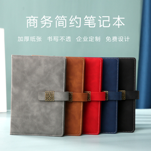 简约商务笔记本定制可印logo高档工作办公本A5加厚文艺青年pu记事
