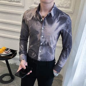 312A-205-P55 秋季新款英伦修身衬衫韩版潮流痞帅长袖衬衣-A图片