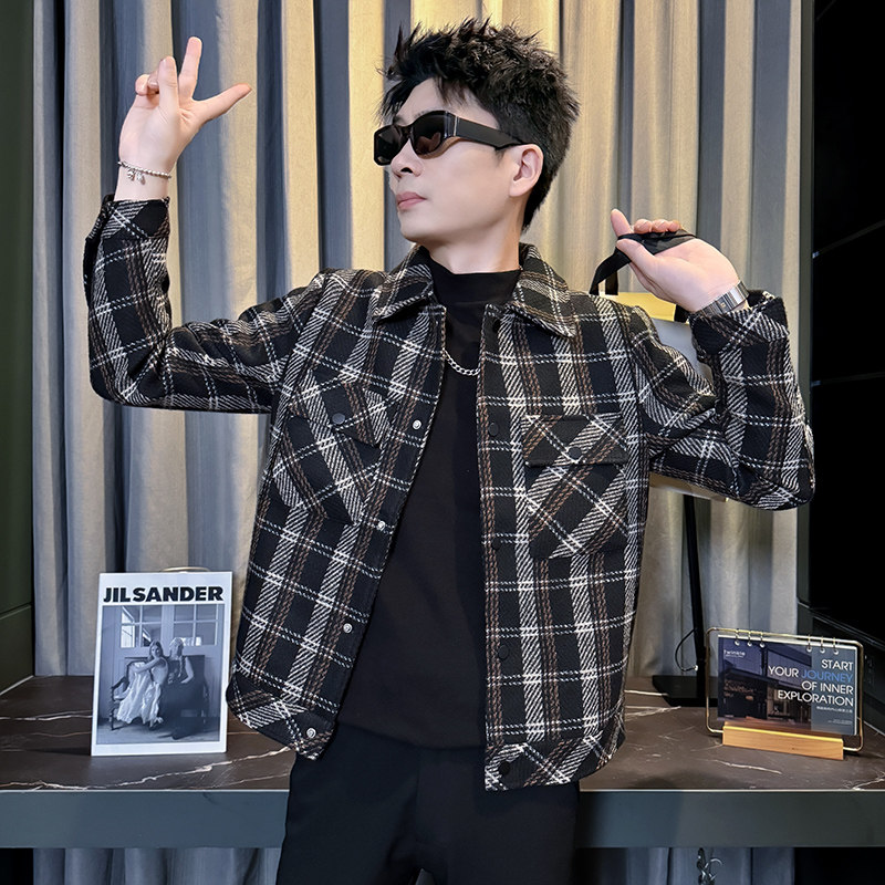 312A-S54-P130控170秋冬季呢子韩版男装夹克潮流高级秋冬上衣D,男装夹克,星座312A