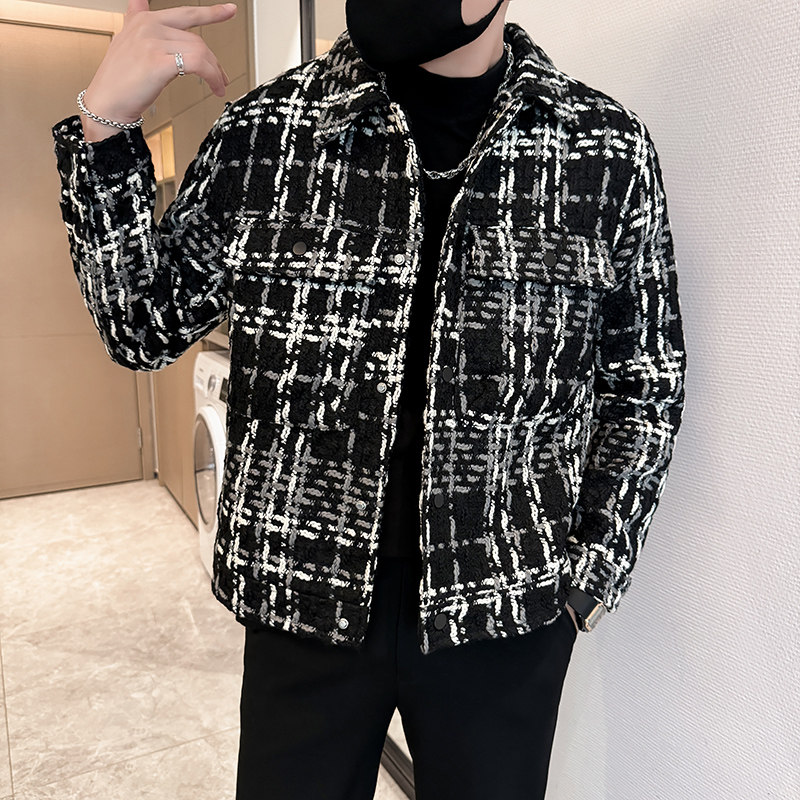 312A-2828-P130控170秋季新款格子呢子夹克外套男潮流韩版上衣A,男装夹克,星座312A