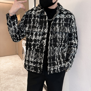 312A-2828-P130 控170 秋季新款格子呢子夹克外套男潮流韩版上衣A图片