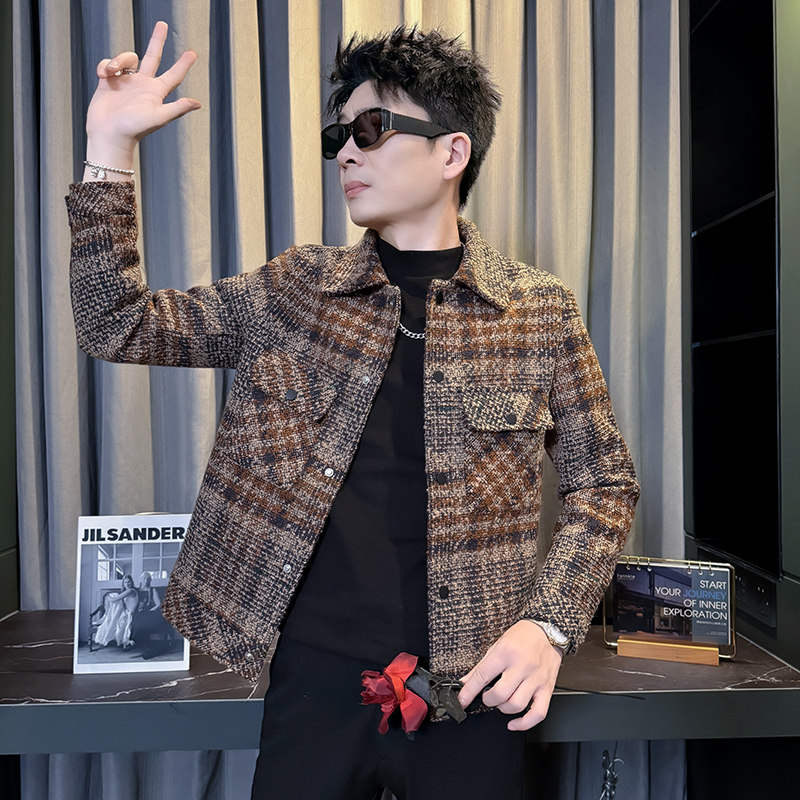 312A-S53-P130控170秋冬季呢子韩版男装夹克潮流高级秋冬上衣B,男装夹克,星座312A