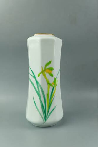 日本香兰社特制 皇室御用 陶瓷花瓶 兰花绘 全新