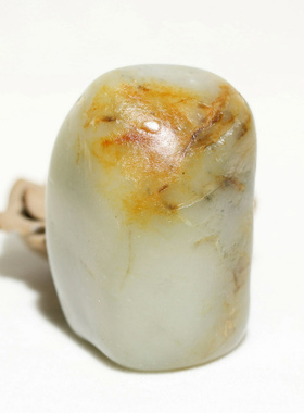 红皮细腻118.5克青白玉把件手玩件新疆和田玉籽料原石料独籽玉