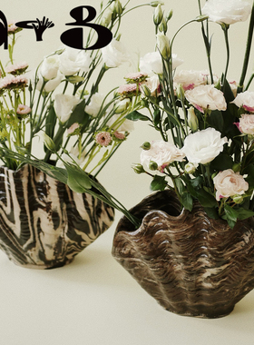 Agg| telos手工限定seashell海贝壳陶瓷花瓶 中古感贝壳陶瓷花瓶