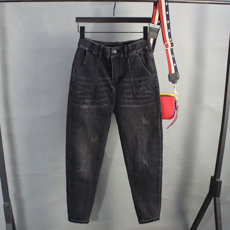 哈伦裤长裤弹力2023黑色春季磨破