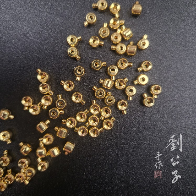 18k金高保色开口圈定位珠九字针弹簧扣龙虾扣尾链羊角钉铜镀真金