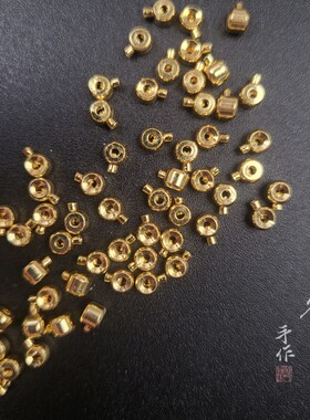 18k金高保色开口圈定位珠九字针弹簧扣龙虾扣尾链羊角钉铜镀真金