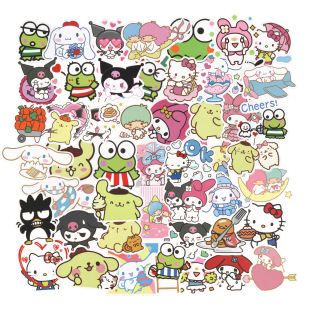 美乐蒂100张三丽鸥凯蒂猫KT电脑库洛米卡通DIY拉杆箱手帐装 饰贴画