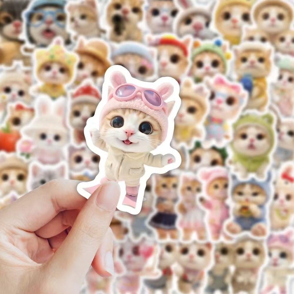 140张泥嚎小猫贴纸可爱卡通meme猫咪手账手机壳杯子行李箱DIY装饰,文具电教/文化用品/商务用品,贴纸/立体贴纸,淘宝优惠券,粉丝福利购,淘宝优惠卷