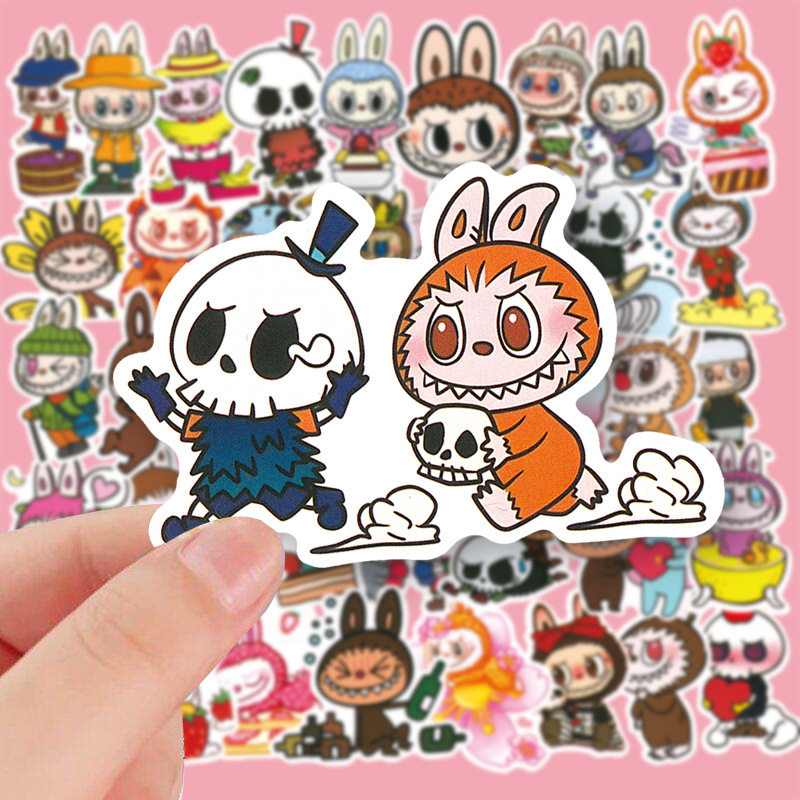 手账拉布布卡通Labubu贴纸可爱52张手机相册装饰diy笔记本电脑
