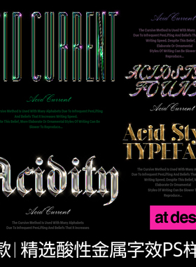【41】精选酸性金属滤镜特效样机字效海报模板psd字体设计素材1.0