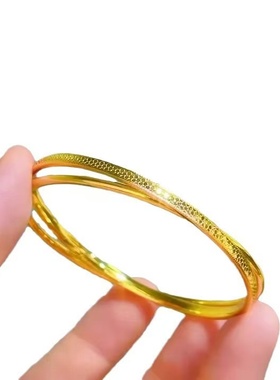 古法仿真黄金色蜂巢双环手镯