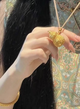 传承沙金花丝葫芦吊坠项链饰品