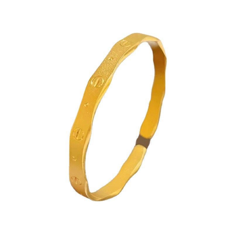 正品沙金工艺仿真黄金色999久不掉色开口节节高手镯女竹节24k手环