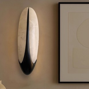 轻奢天然云石壁灯创意客厅背景墙书房走廊酒店过道黑白撞色墙灯