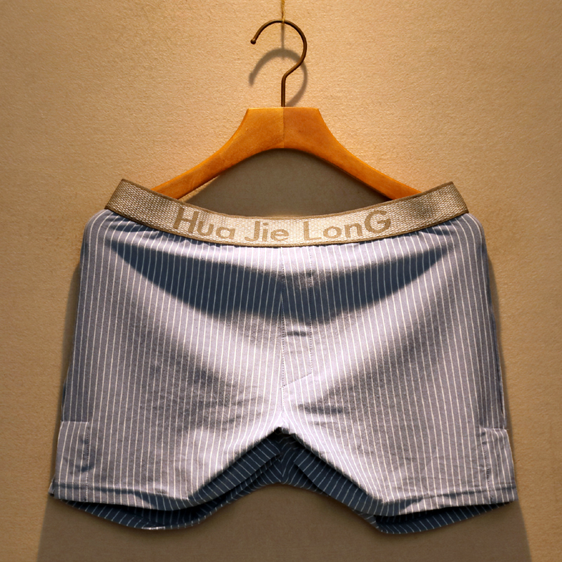 阿罗裤纯棉宽松条纹平角内裤短裤