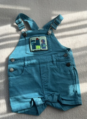 元 英国 Stell* 蓝色牛仔裤 3-6个月宝宝婴儿长裤湖蓝色背带裤