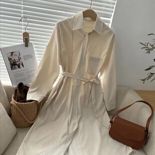 收腰百搭显瘦气质时尚 系带韩版 长袖 长款 8815 CoMo 连衣裙 新款