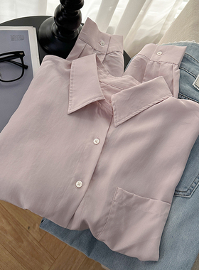 1CoMo 新款莱赛尔天丝百搭时尚韩版宽松显瘦纯色舒适气质衬衫7728