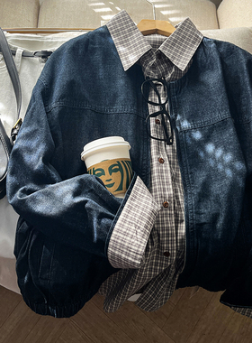 CoMo 新款全棉时尚韩版设计感秋季日常穿搭舒适拉链牛仔外套7681