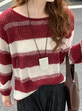 CoMo 新款百搭时尚日常通勤设计韩版舒适长袖秋季拼色针织衫3109