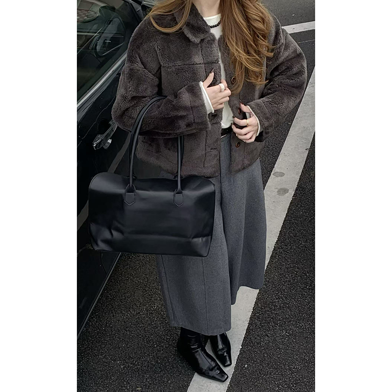 CoMo 深灰色羊羔毛外套秋冬保暖毛绒上衣时髦高级感百搭外套3099