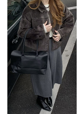 CoMo 深灰色羊羔毛外套秋冬保暖毛绒上衣时髦高级感百搭外套3099