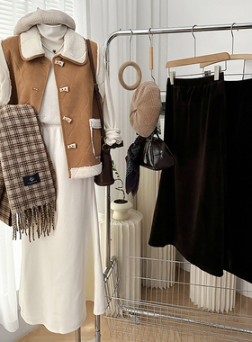 1CoMo 新款百搭时尚保暖休闲日常百搭韩版洋气加绒鱼尾裙34842