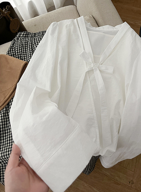 CoMo 秋季新款V领长袖百搭时尚韩版设计感通勤舒适爆款上衣6207