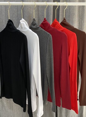 当天发 韩国 红打底再来一年 妖红色高领修身打底衫INS网红款